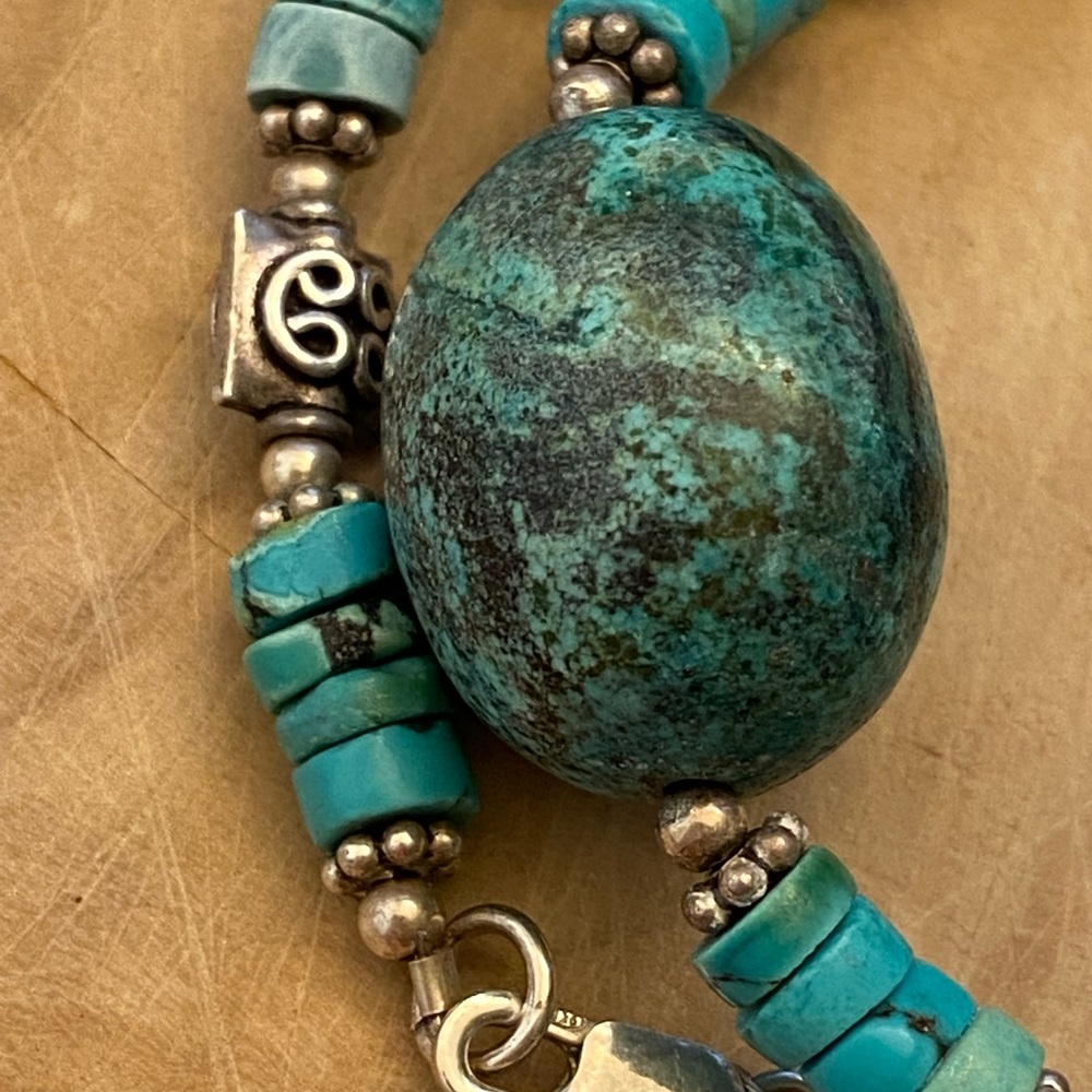 Stunning Vintage Turquoise and 925 silver statement Necklace - Picture 10 of 13